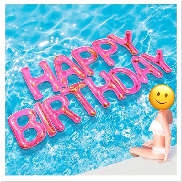 Pink & Gold 20'' Happy Birthday Pool Float Letters - Picture 1 of 9